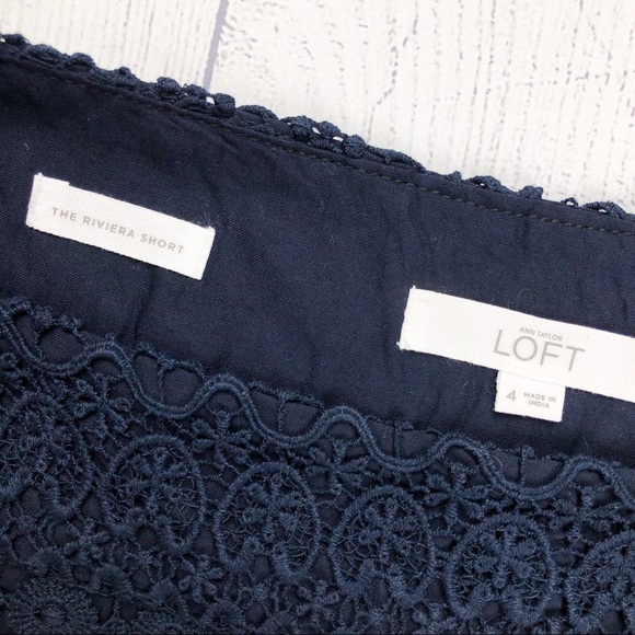 Ann Taylor Loft Navy Crochet Riviera Short‎ 4 - Picture 4 of 7